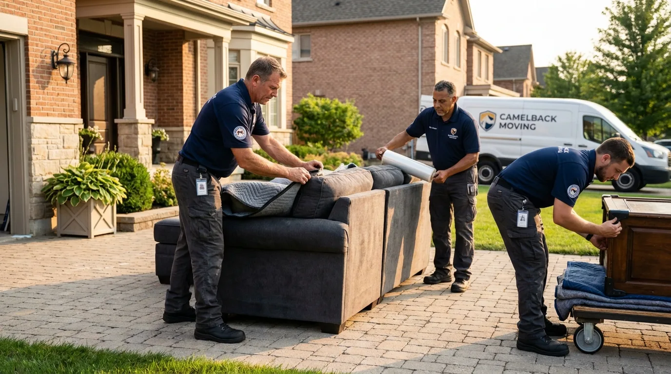 Large estate moving crew wrapping furniture in Defiance, OH